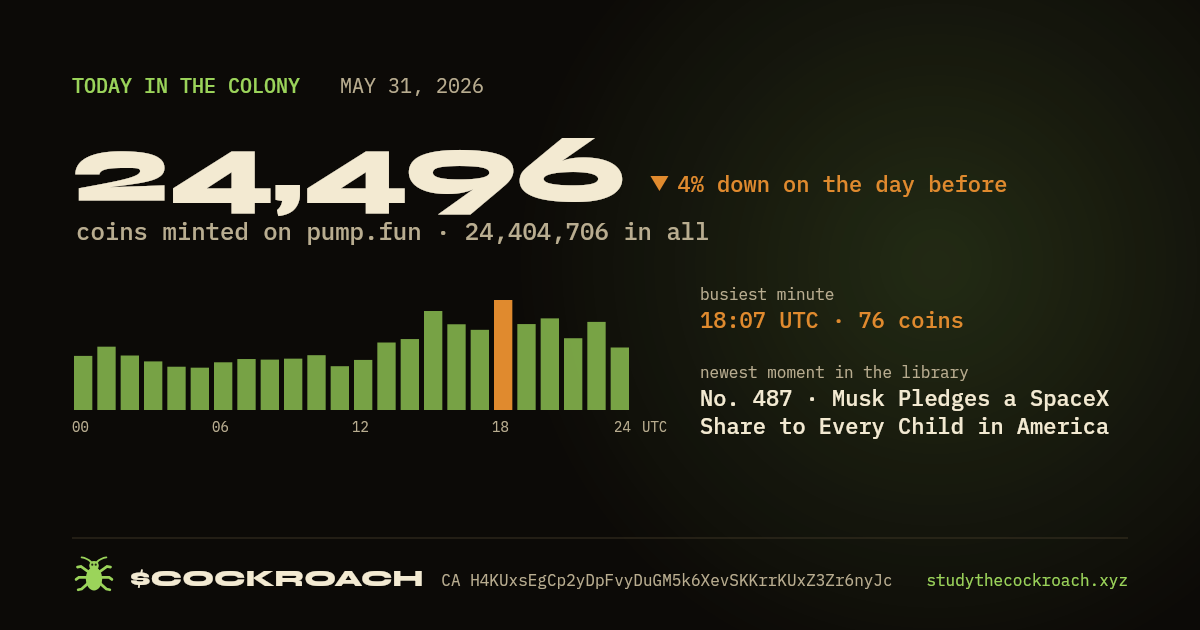 24,496 coins minted on pump.fun on May 31, 2026.